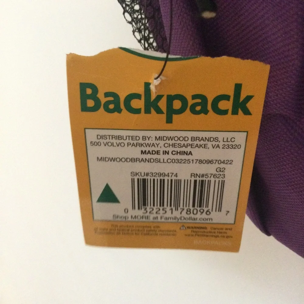 Girls bungee backpack. New